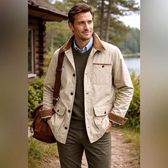 Orvis Other - Orvis Mens Chore Coat Sz Medium Khaki Tan Barn Jacket Field Utility Mesh Lined